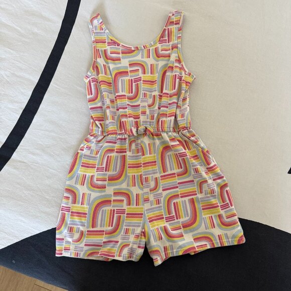 wonder nation Other - Girls Rainbow Pattern Romper | Colorful Summer One-Piece Sz L (10-12)